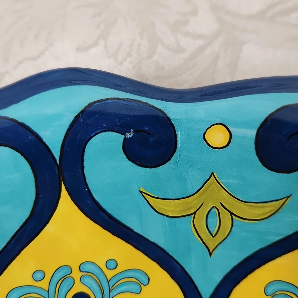 Cynthia Rowley bright blue yellow melamine serving bowl summer salad picnic